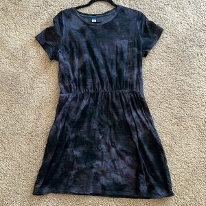 Old Navy Waist-Defined Tie-Dye Mini T-Shirt Dress Large Black/Gray